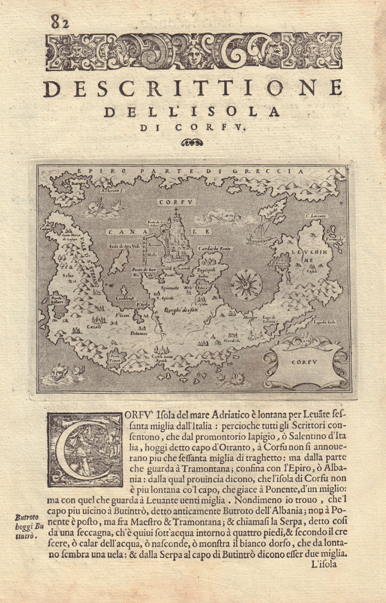Associate Product Descrittione dell' Isola di Corfu. PORCACCHI. Ionian Greece 1590 old map