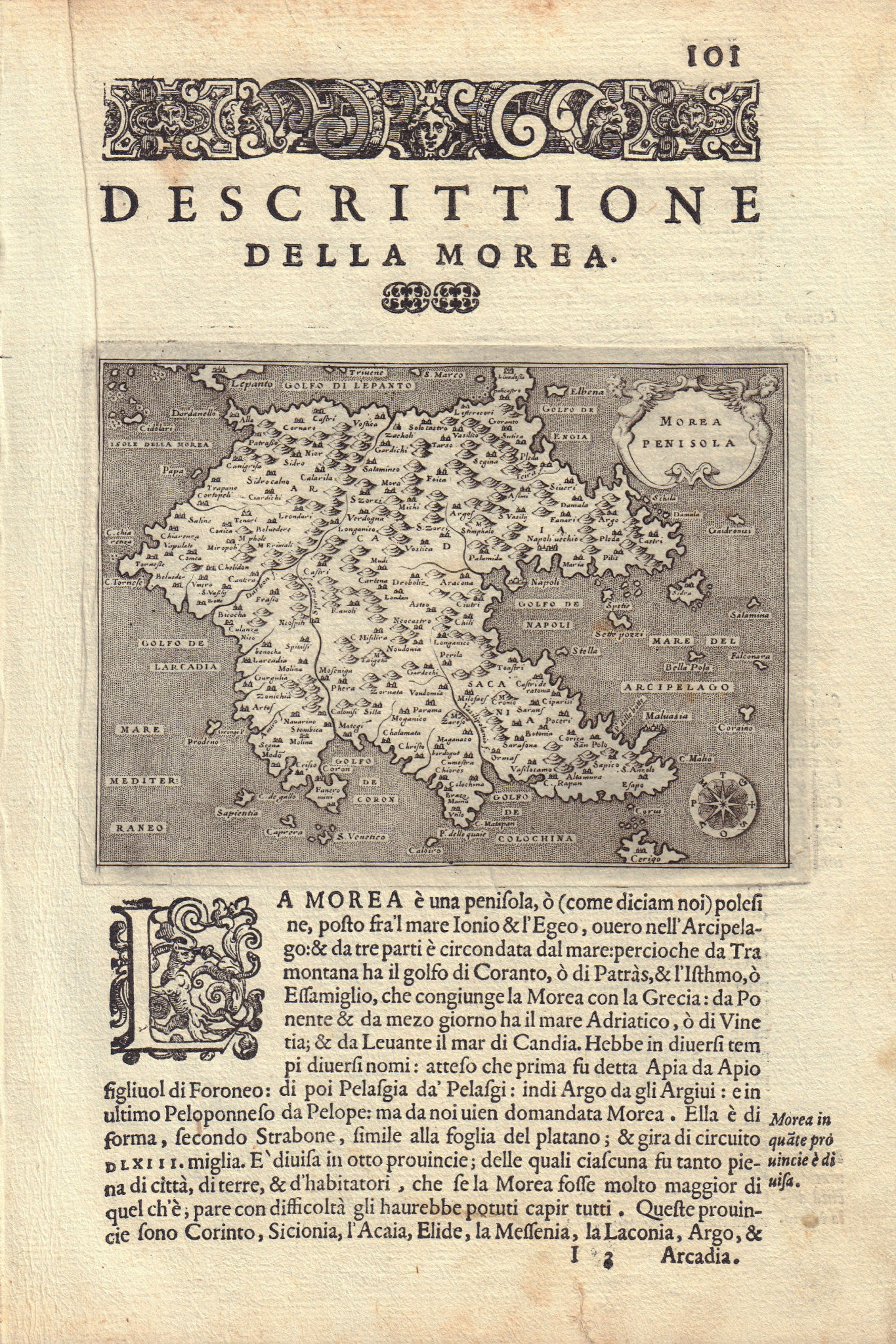 Associate Product Descrittione della Morea. PORCACCHI. Peloponnese peninsula Greece 1590 old map