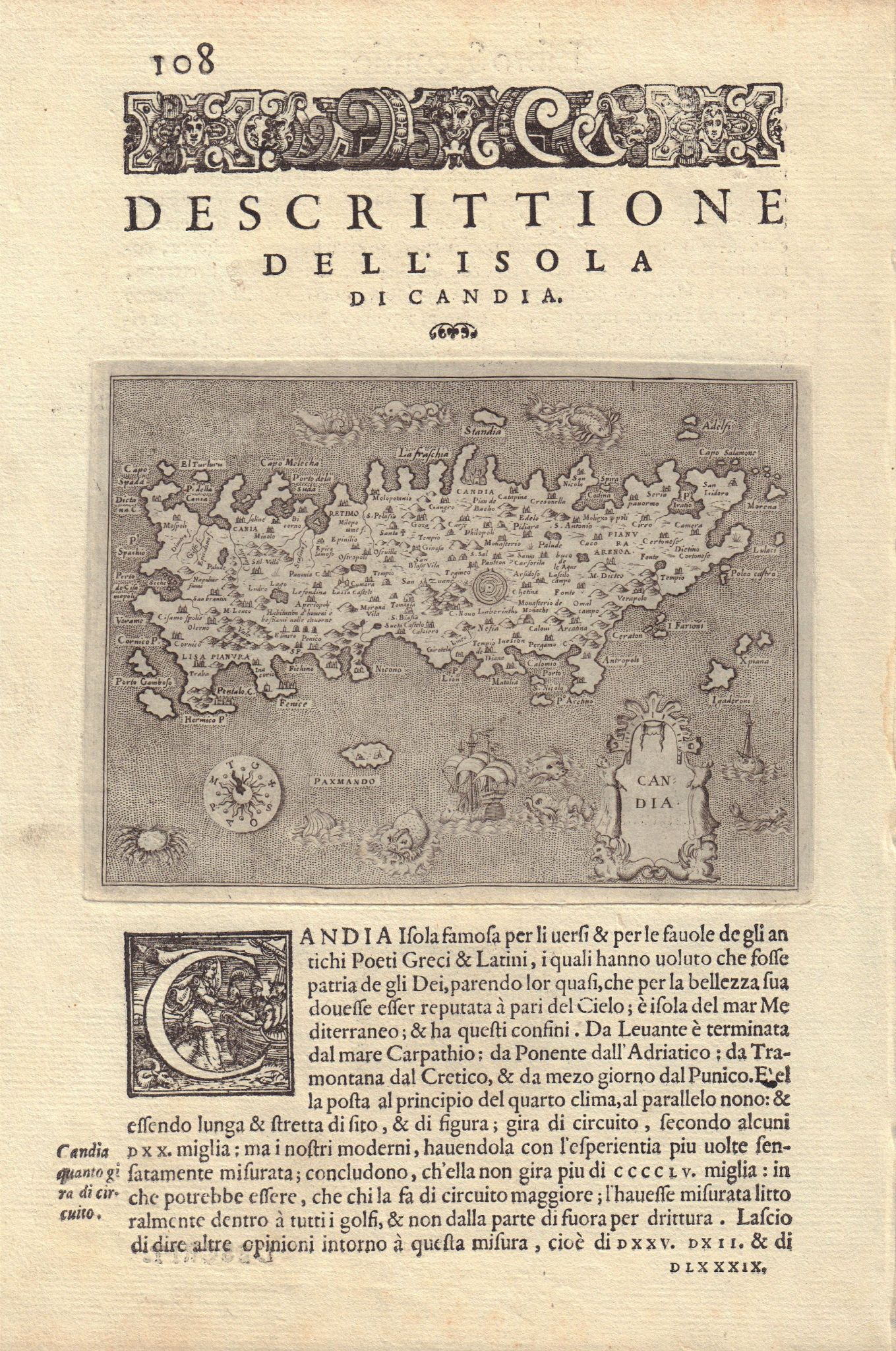 Associate Product Descrittione dell' Isola di Candia. PORCACCHI. Crete 1590 old antique map