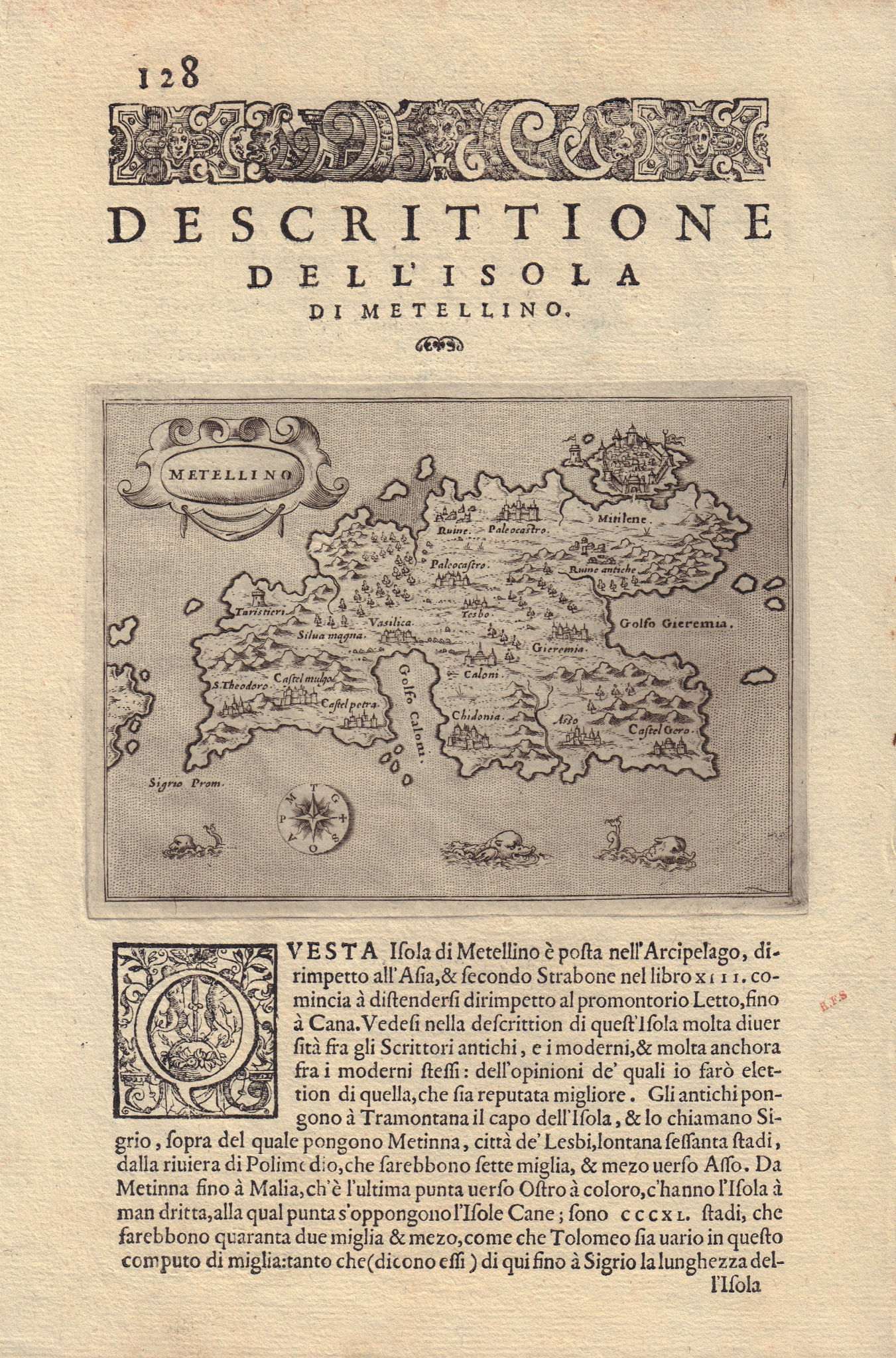 Associate Product Descrittione dell' Isola di Metellino. PORCACCHI. Lesbos North Aegean 1590 map