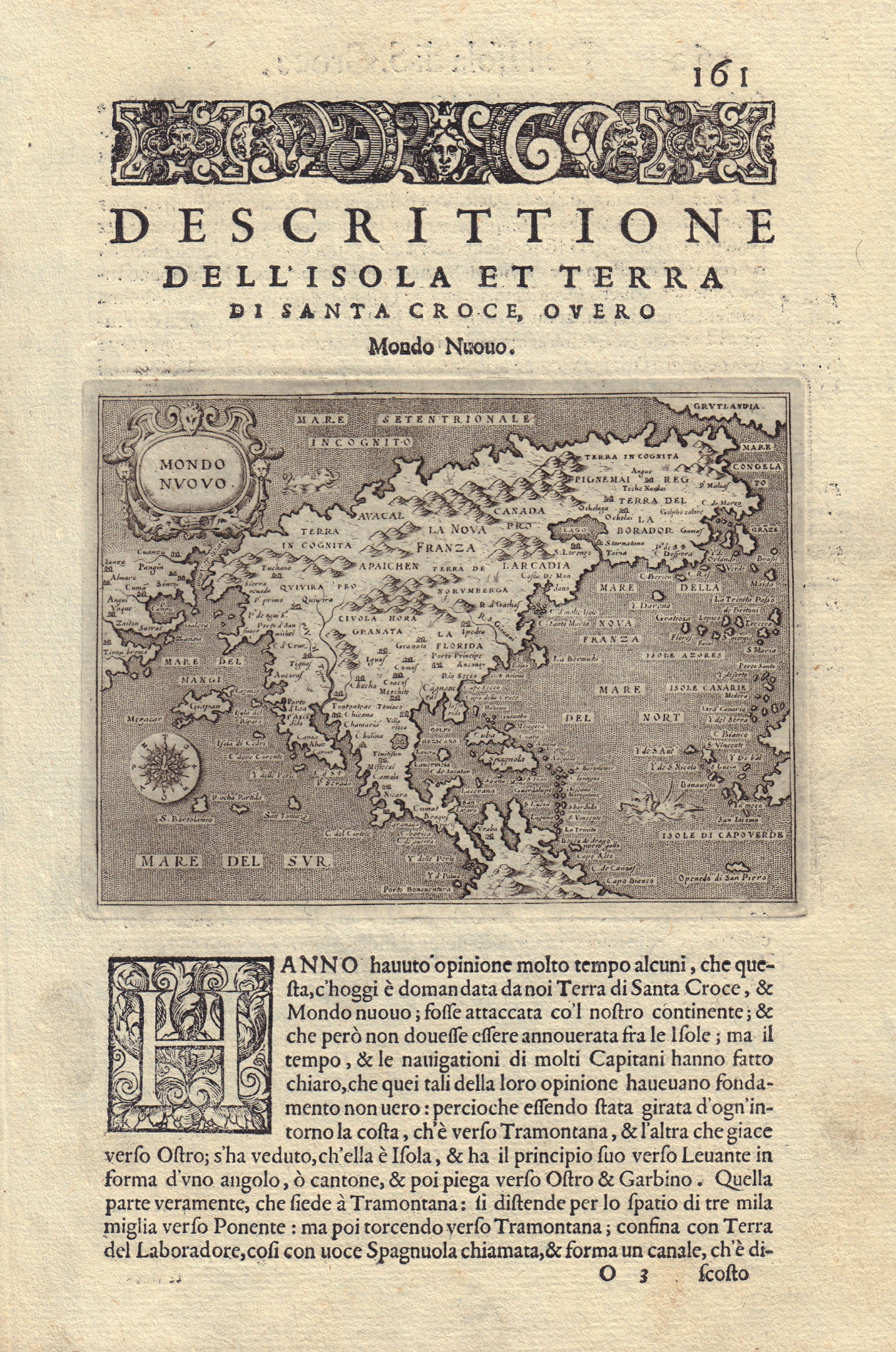Associate Product Descrittione… Santa Croce Mondo Nuovo PORCACCHI North America New World 1590 map