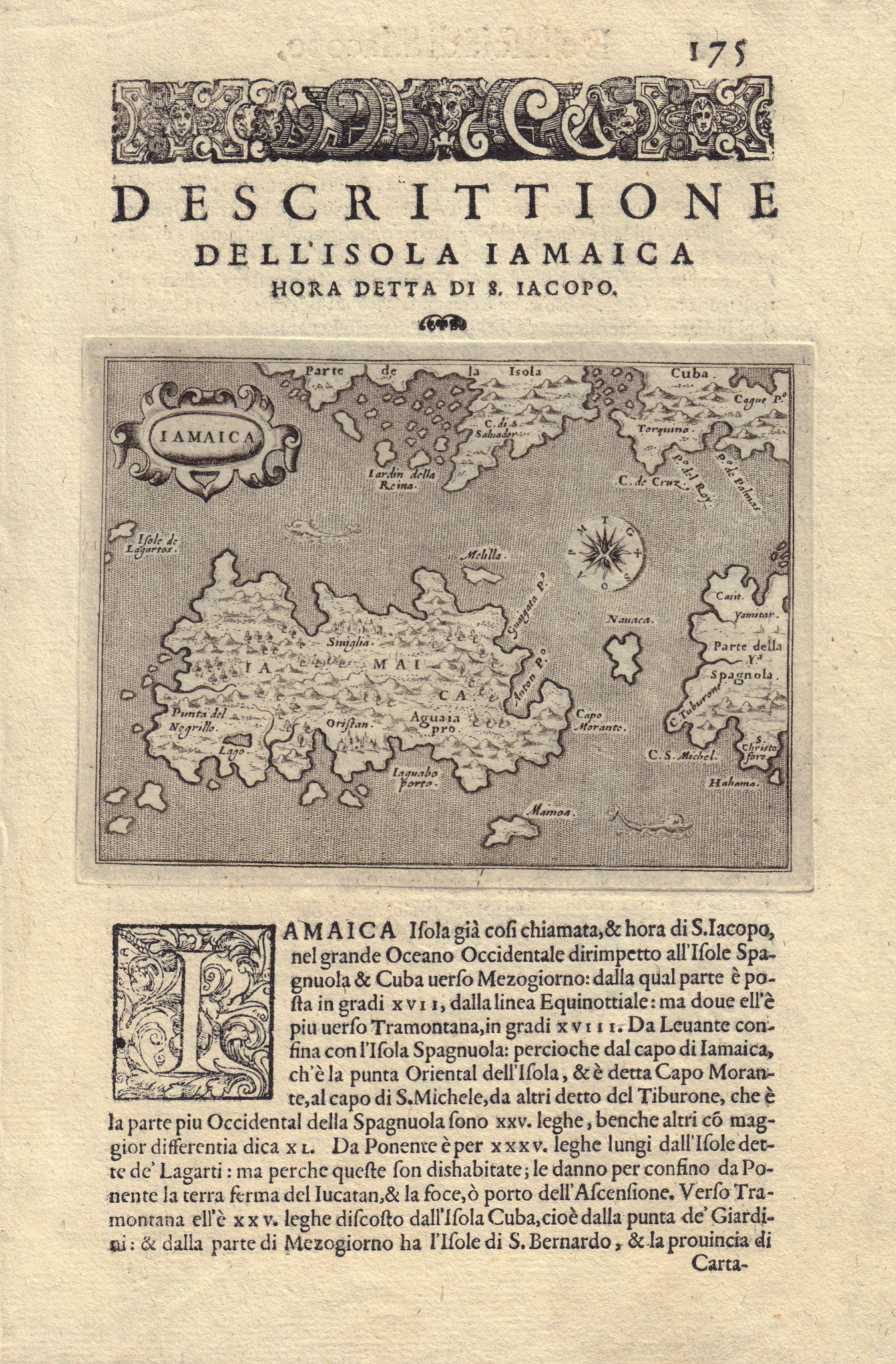Associate Product Descrittione dell' Isola Iamaica…. PORCACCHI. Jamaica 1590 old antique map