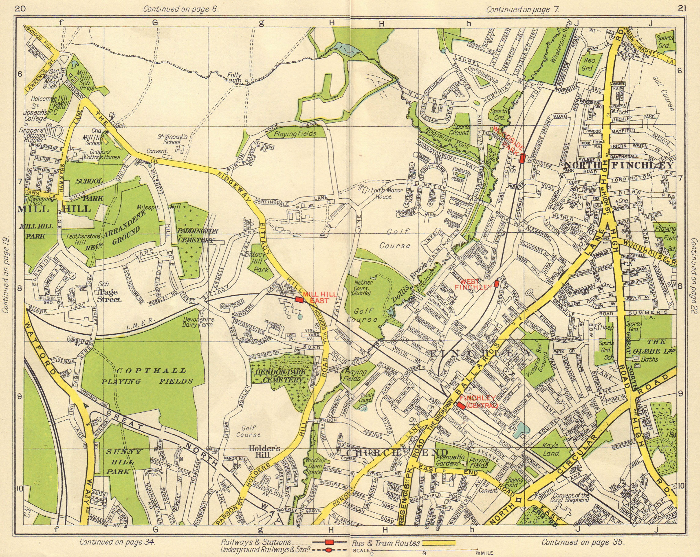 N LONDON. Church End Finchley Holder's Hill Mill Hill North Finchley 1948 map