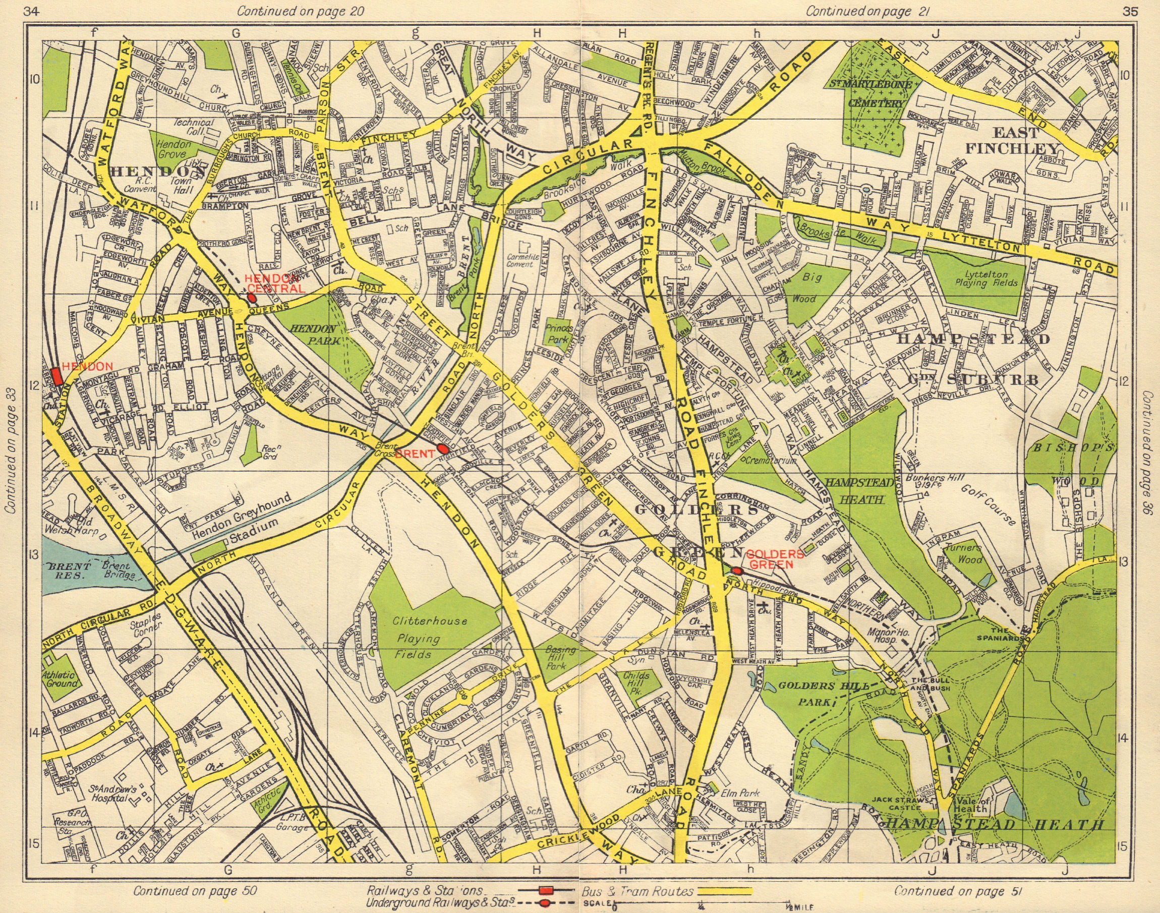 NW LONDON. Hendon East Finchley Golder's Green Child's Hill North End 1948 map