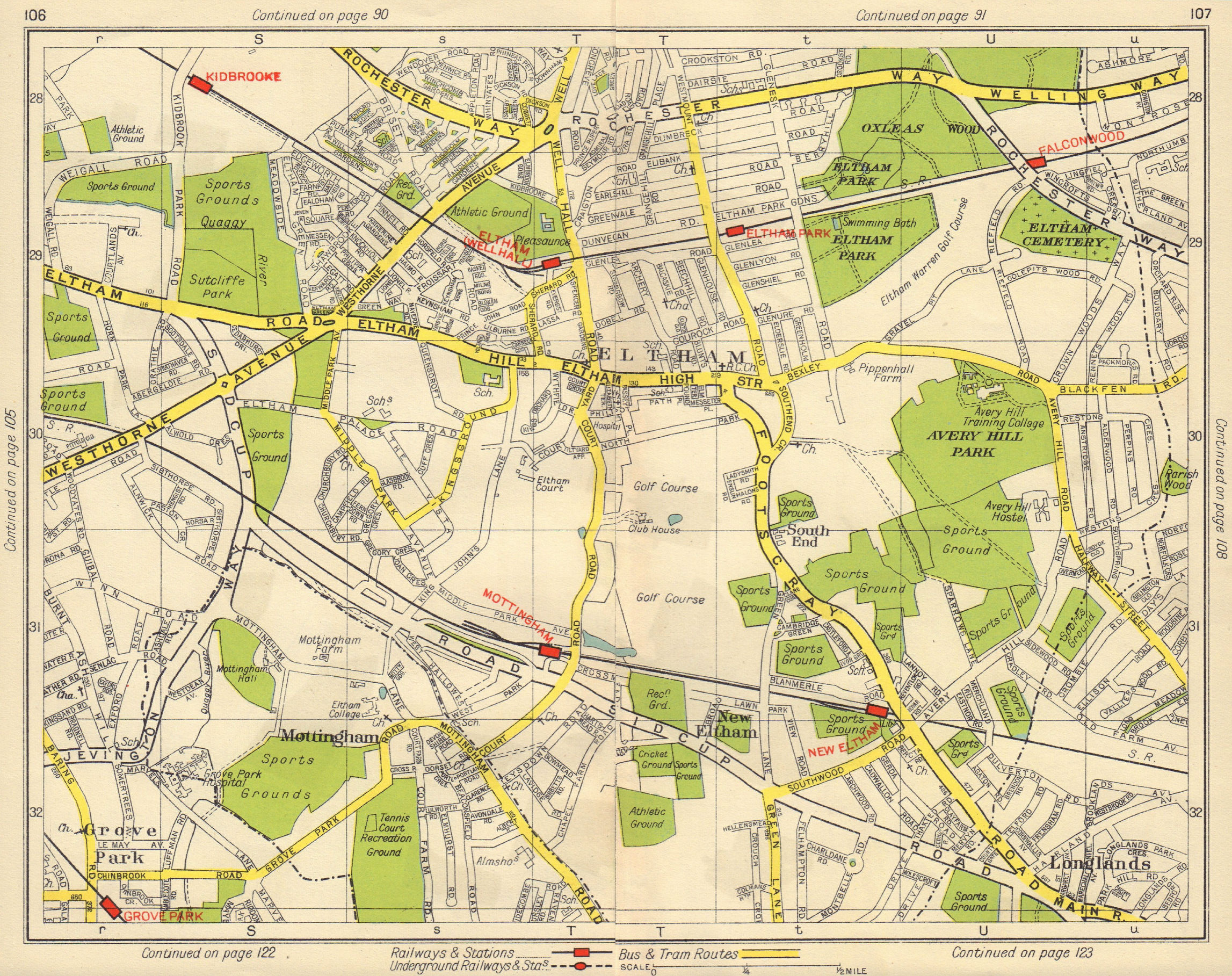 SE LONDON. Mottingham Eltham Grove Park Longlands New Eltham 1948 old map