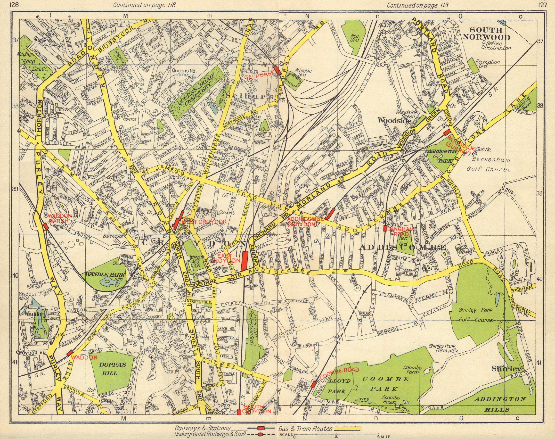 S LONDON. South Norwood Waddon Croydon Selhurst Woodside Addiscombe 1948 map
