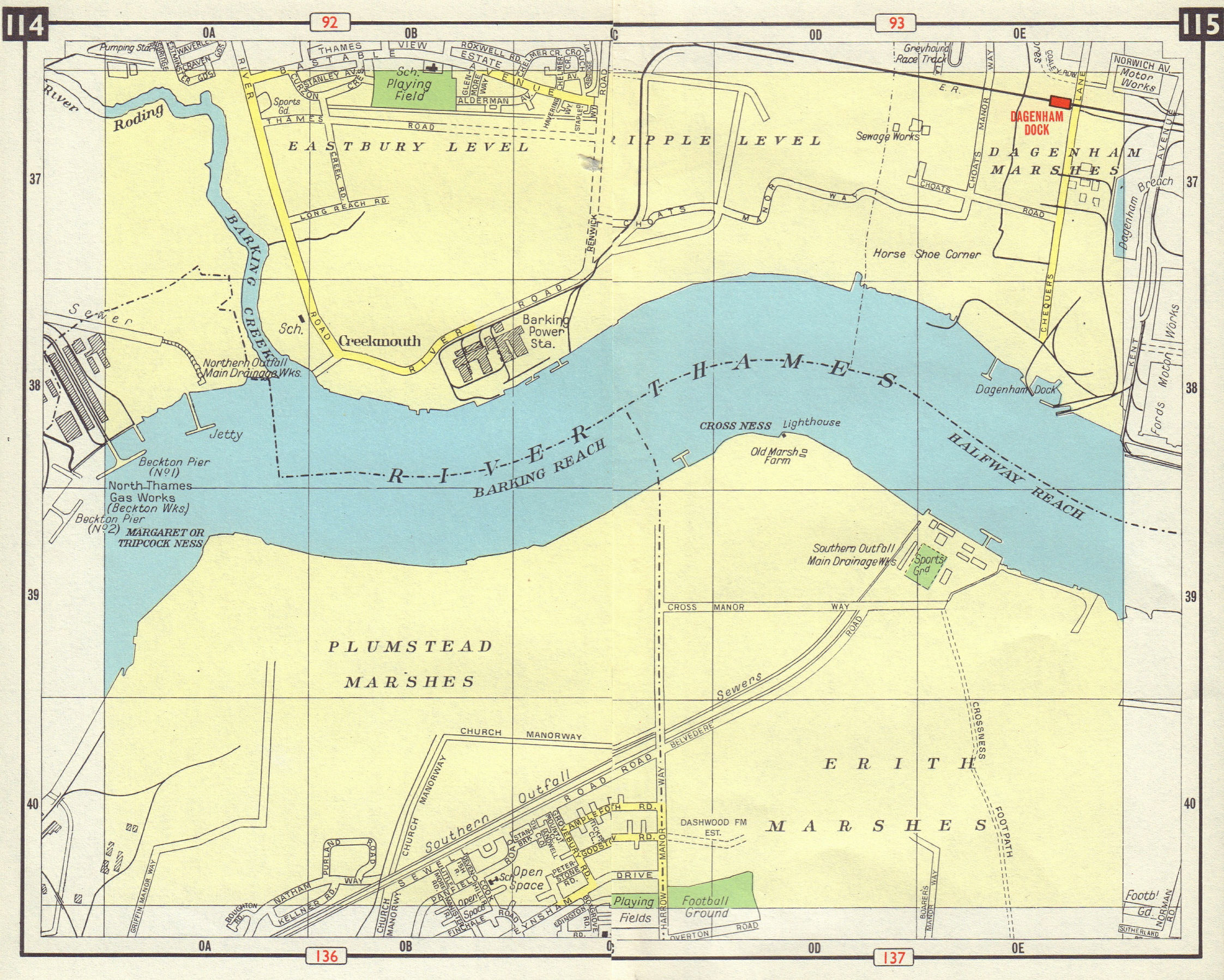 Associate Product E LONDON Creekmouth Plumstead/Dagenham/Erith Marshes Dagenham Dock 1965 map