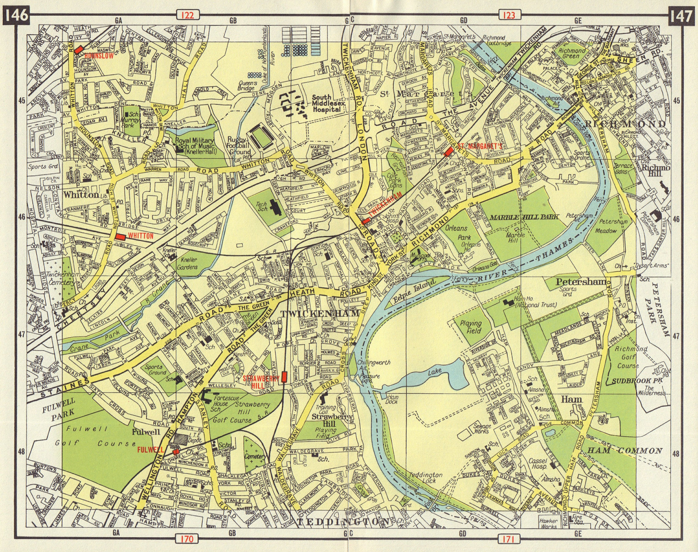 SW LONDON Richmond Whitton Twickenham Petersham Strawberry Hill 1965 ...