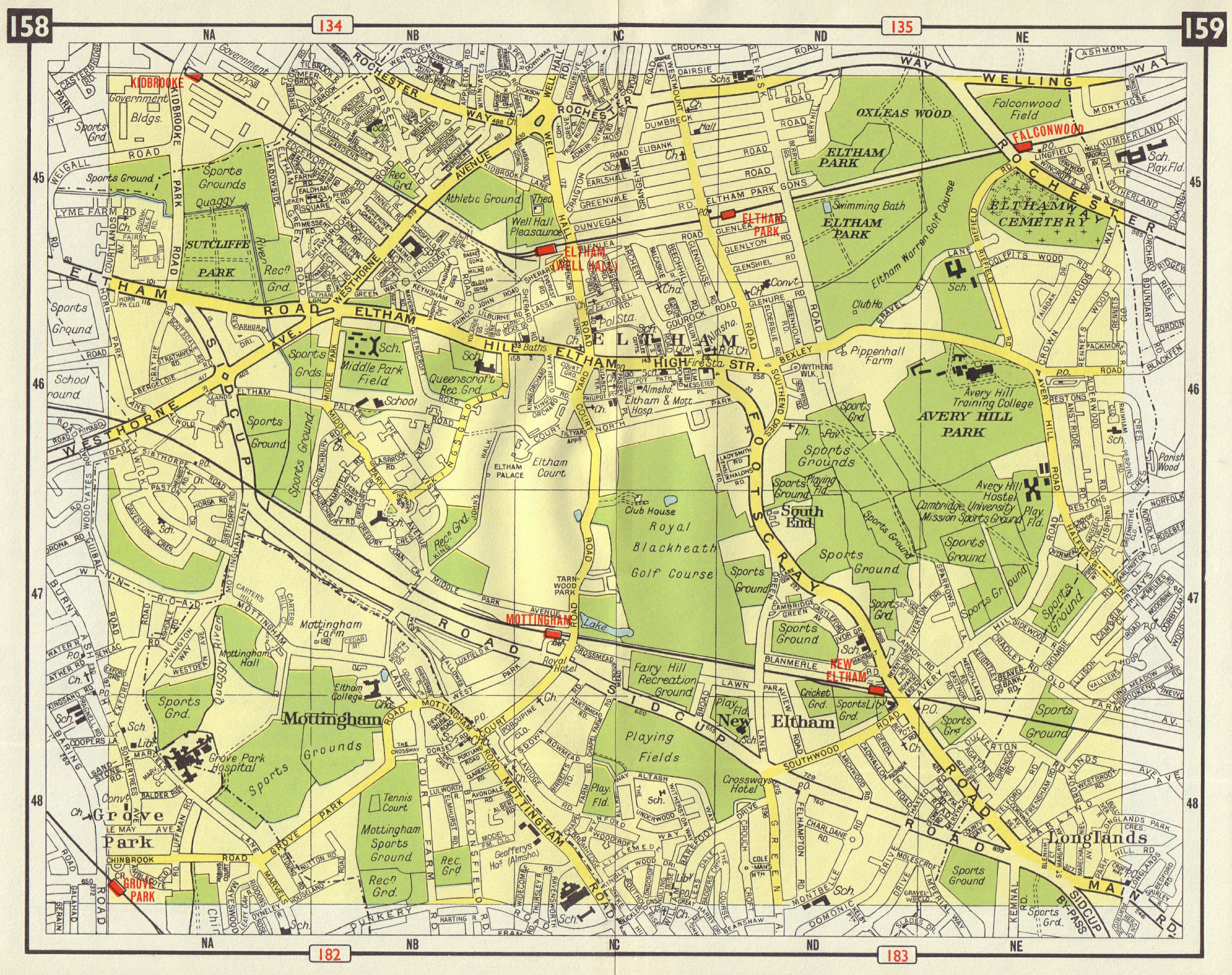 Associate Product SE LONDON Mottingham Eltham Grove Park Longlands Falconwood Kidbrooke 1965 map