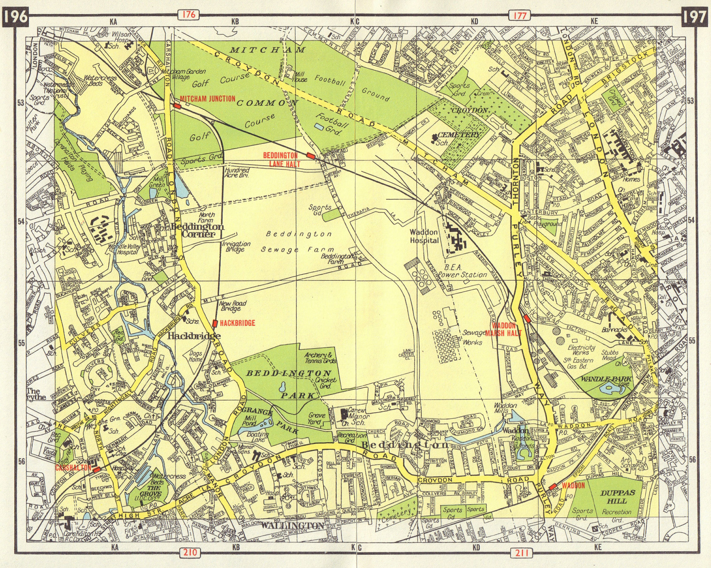 S LONDON Beddington Hackbridge Carshalton Mitcham Croydon Waddon 1965 ...