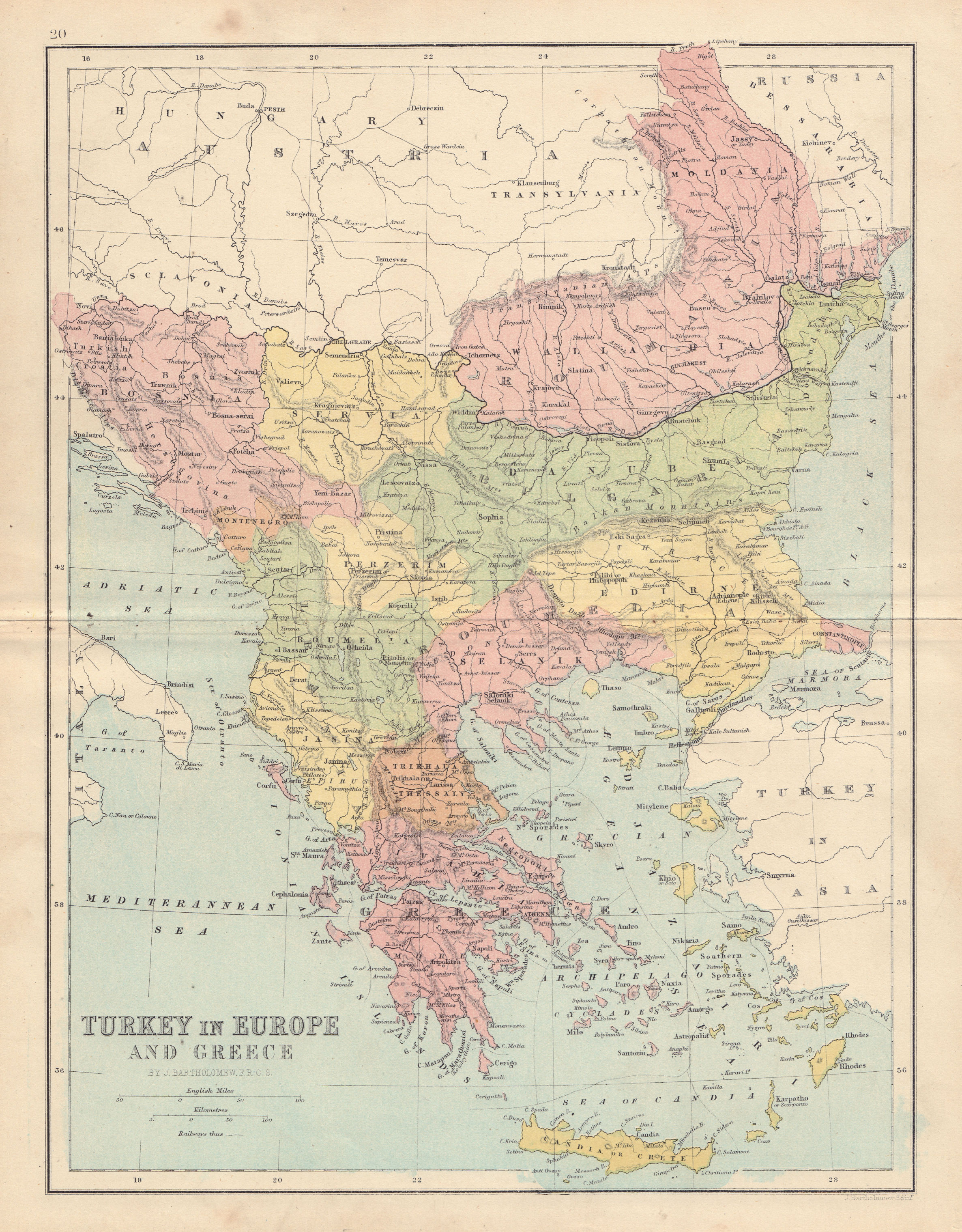 Associate Product BALKANS. Turkey In Europe Greece Roumelia Roumania Bulgaria. COLLINS 1873 map