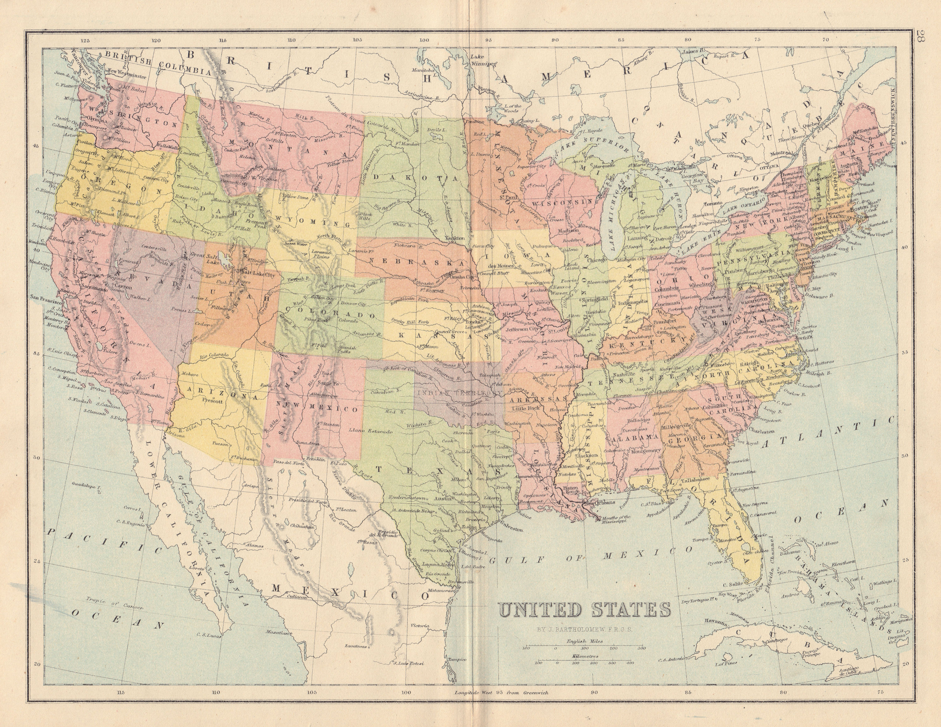 Associate Product USA. Texas without Big Bend Country. Dakotas combined. COLLINS 1873 old map