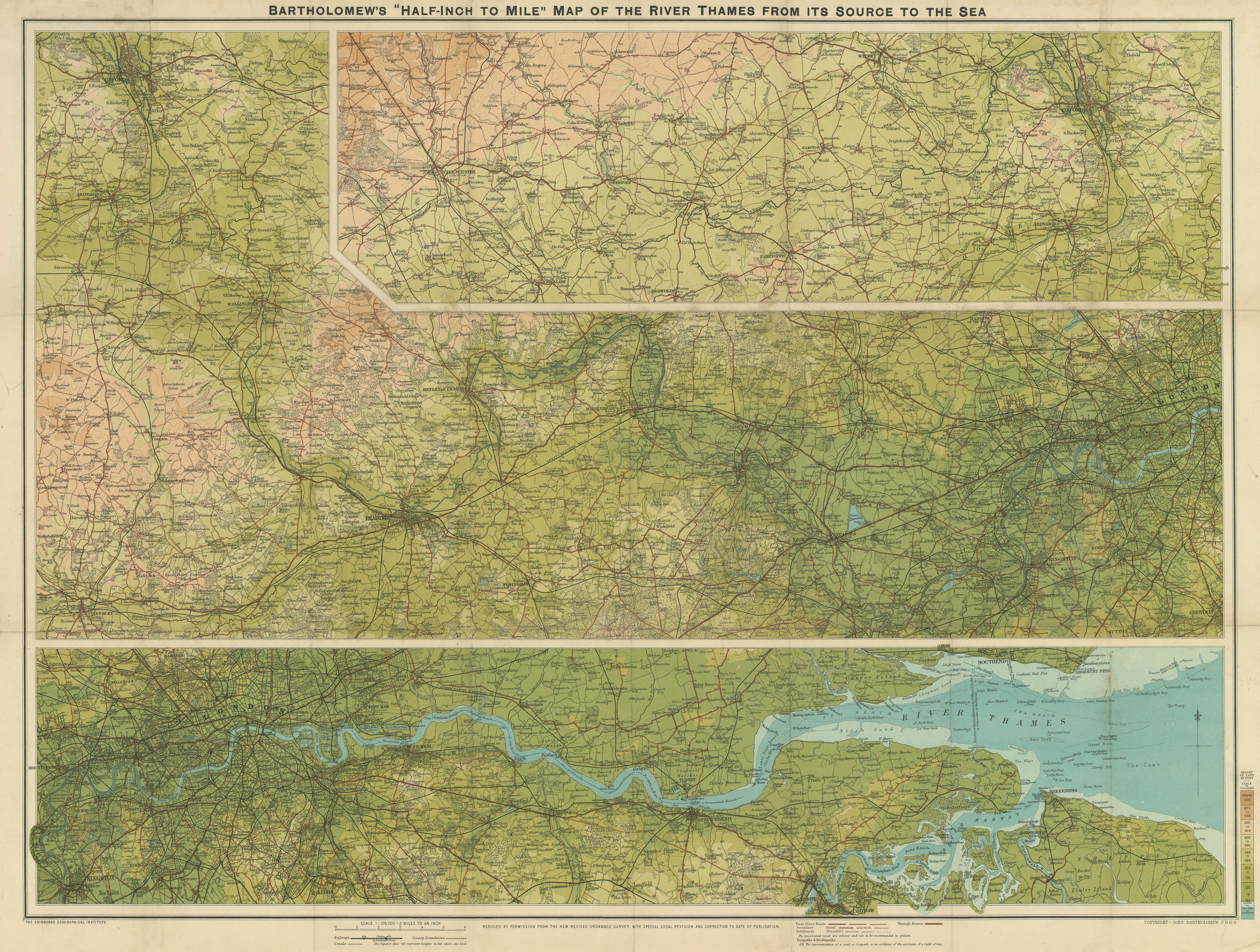 Associate Product River Thames from source to sea. Thames valley. 56x74cm BARTHOLOMEW c1905 map
