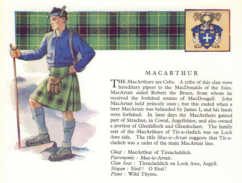 Associate Product MacArthur. Scotland Scottish clans tartans arms 1963 old vintage print picture