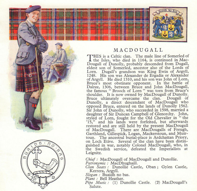 Associate Product MacDougall. Scotland Scottish clans tartans arms badge 1963 old vintage print