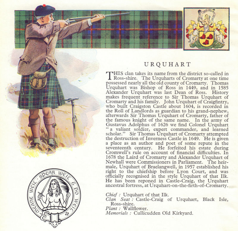 Associate Product Urquhart. Scotland Scottish clans tartans arms badge 1963 old vintage print