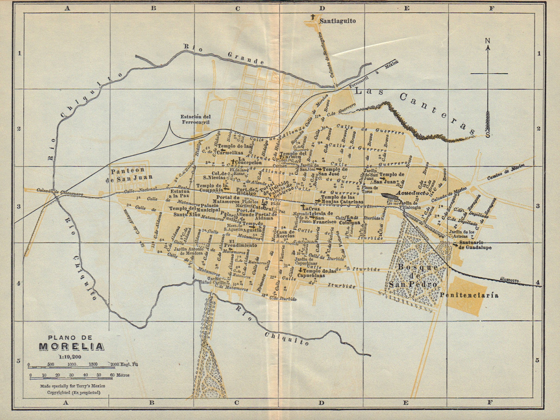 Associate Product Plano de MORELIA, Mexico. Mapa de la ciudad. City/town plan 1938 old