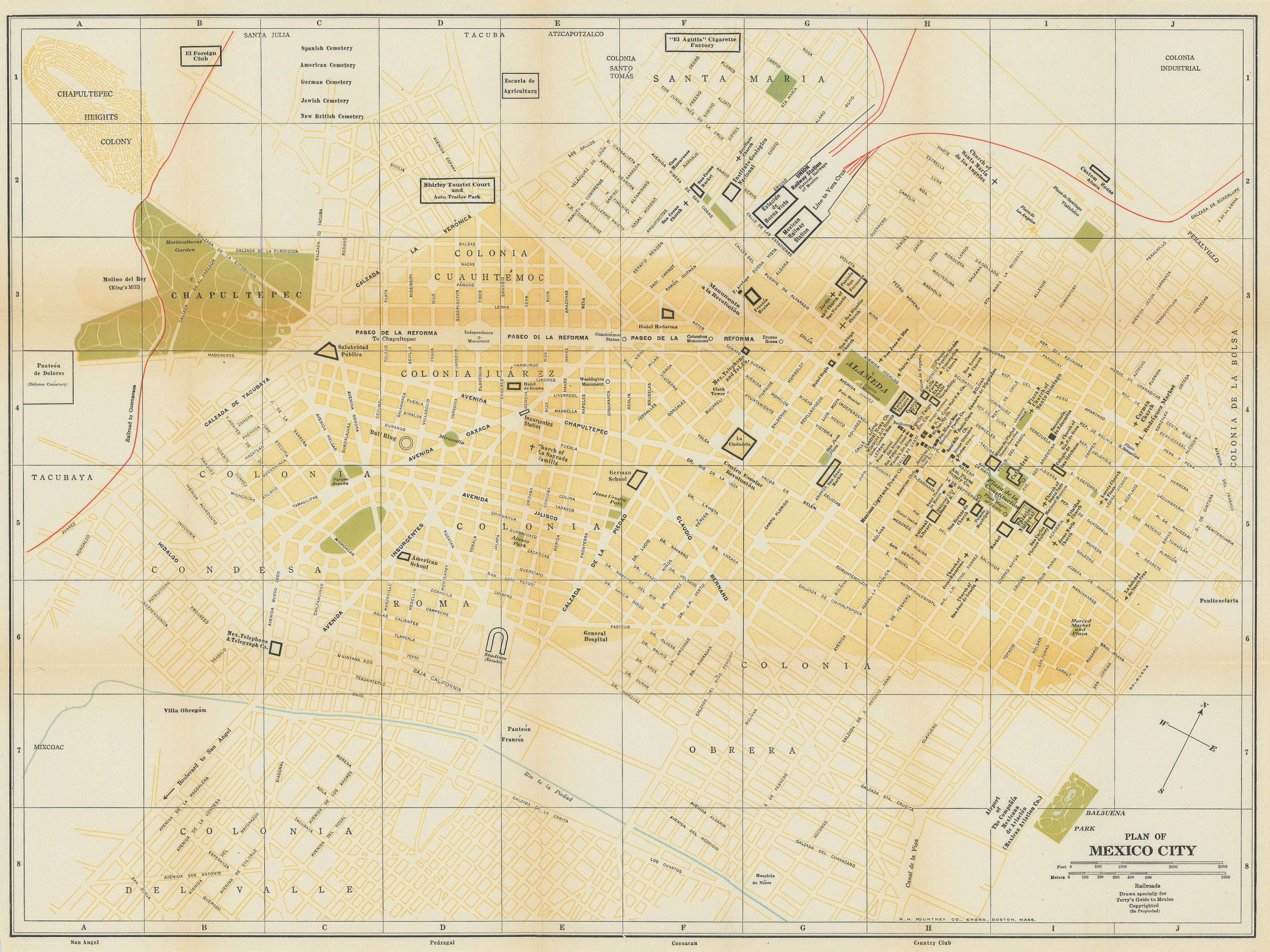 Associate Product Plano de Ciudad de México. Mapa de la ciudad. City/town plan 1938 old