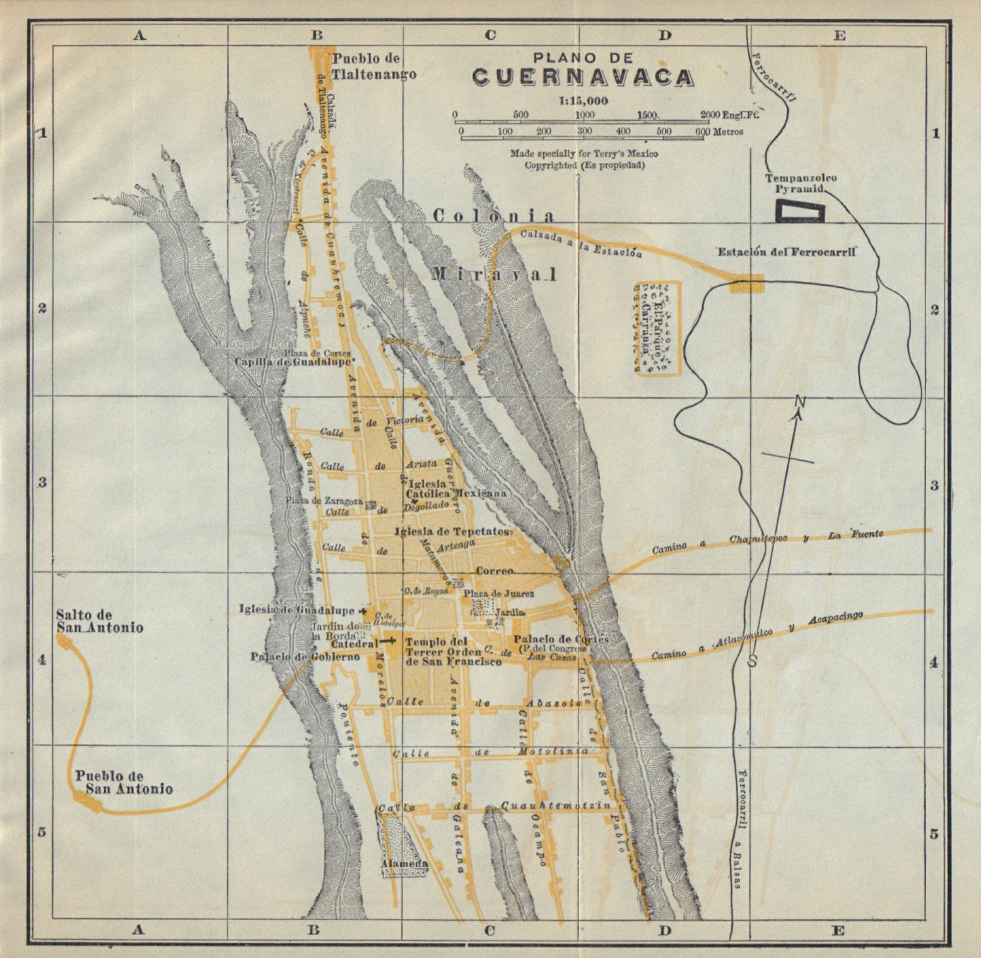 Associate Product Plano de CUERNAVACA, Mexico. Mapa de la ciudad. City/town plan 1938 old