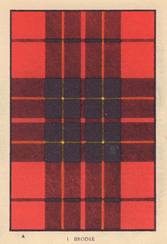 Associate Product Brodie. Scottish Clan Tartan. SMALL 8x11.5cm 1937 old vintage print picture