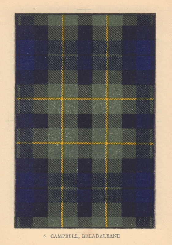 Associate Product Campbell of Breadalbane. Scottish Clan Tartan. SMALL 8x11.5cm 1937 old print