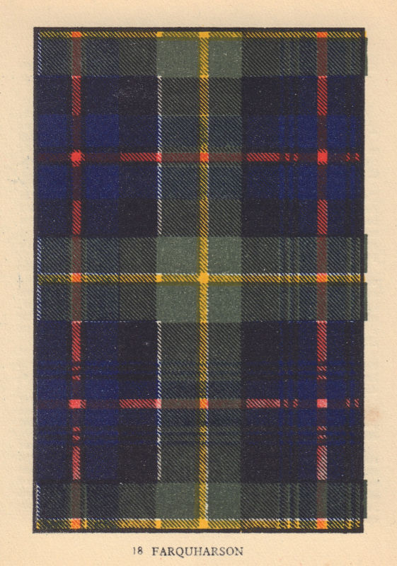 Farquharson. Scottish Clan Tartan. SMALL 8x11.5cm 1937 old vintage print