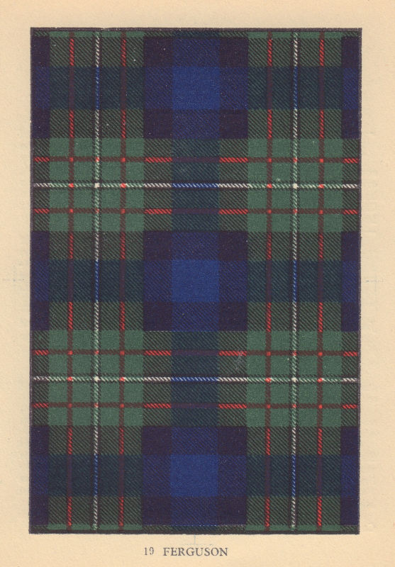 Associate Product Ferguson. Scottish Clan Tartan. SMALL 8x11.5cm 1937 old vintage print picture