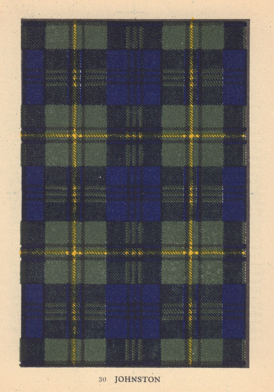 Associate Product Johnston. Scottish Clan Tartan. SMALL 8x11.5cm 1937 old vintage print picture