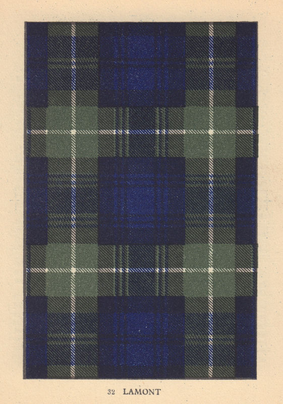 Associate Product Lamont. Scottish Clan Tartan. SMALL 8x11.5cm 1937 old vintage print picture