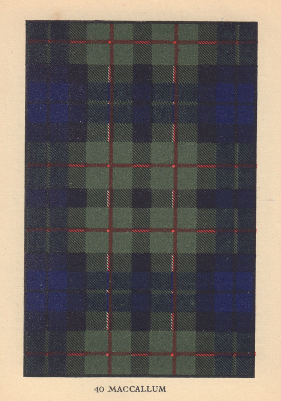 MacCallum [or Malcolm]. Scottish Clan Tartan. SMALL 8x11.5cm 1937 old print