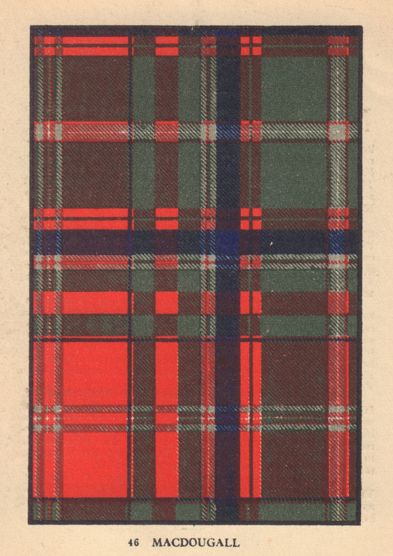 MacDougall. Scottish Clan Tartan. SMALL 8x11.5cm 1937 old vintage print