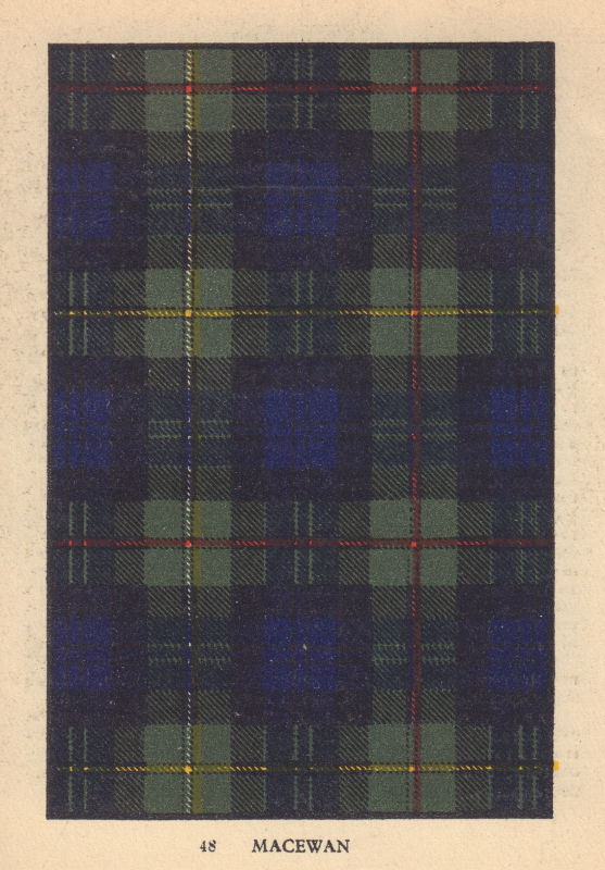 Associate Product MacEwen. Scottish Clan Tartan. SMALL 8x11.5cm 1937 old vintage print picture