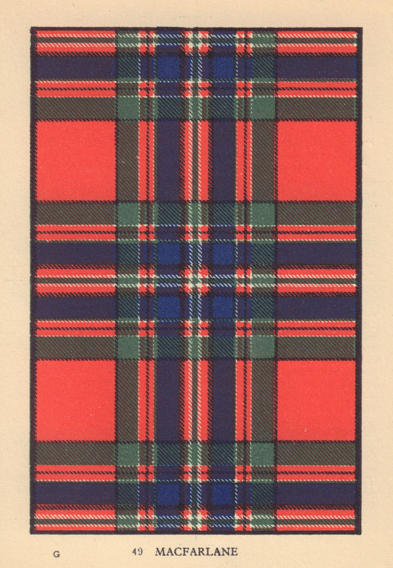 Associate Product MacFarlane. Scottish Clan Tartan. SMALL 8x11.5cm 1937 old vintage print