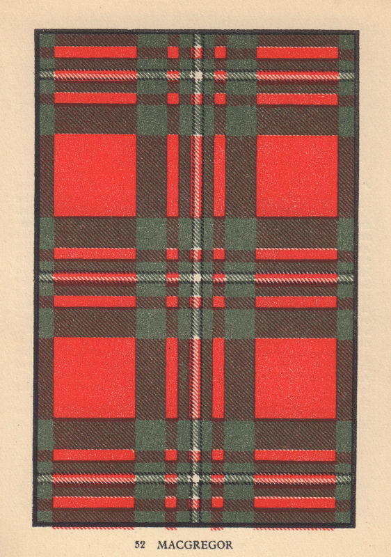Associate Product MacGregor. Scottish Clan Tartan. SMALL 8x11.5cm 1937 old vintage print picture