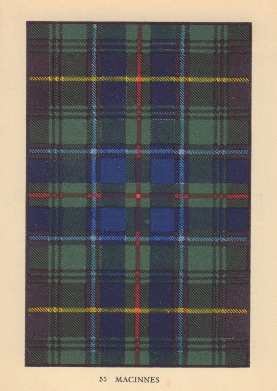 Associate Product Macinnes [Aonghais]. Scottish Clan Tartan. SMALL 8x11.5cm 1937 old print