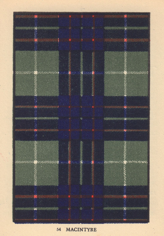 Associate Product Macintyre. Scottish Clan Tartan. SMALL 8x11.5cm 1937 old vintage print picture