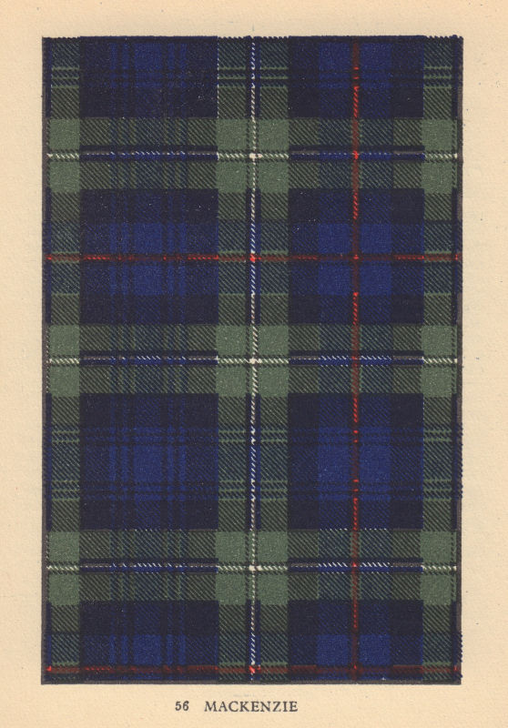 Associate Product MacKenzie. Scottish Clan Tartan. SMALL 8x11.5cm 1937 old vintage print picture