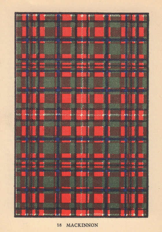 Associate Product Mackinnon. Scottish Clan Tartan. SMALL 8x11.5cm 1937 old vintage print picture