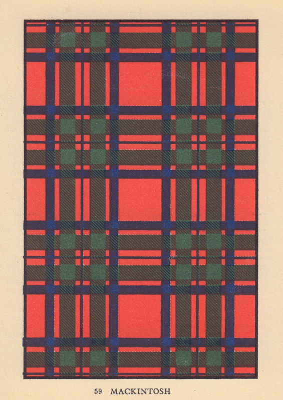 Associate Product Mackintosh. Scottish Clan Tartan. SMALL 8x11.5cm 1937 old vintage print
