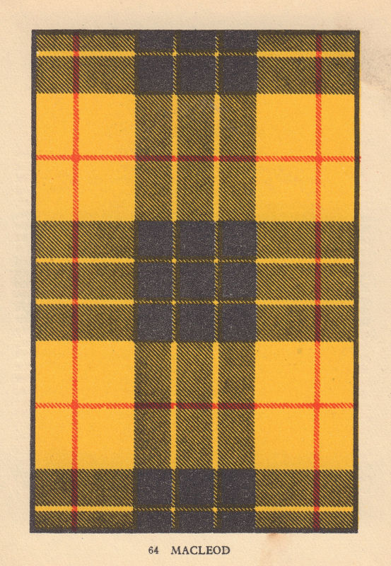 MacLeod. Scottish Clan Tartan. SMALL 8x11.5cm 1937 old vintage print picture