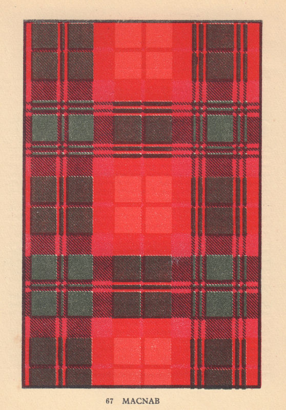 Macnab. Scottish Clan Tartan. SMALL 8x11.5cm 1937 old vintage print picture