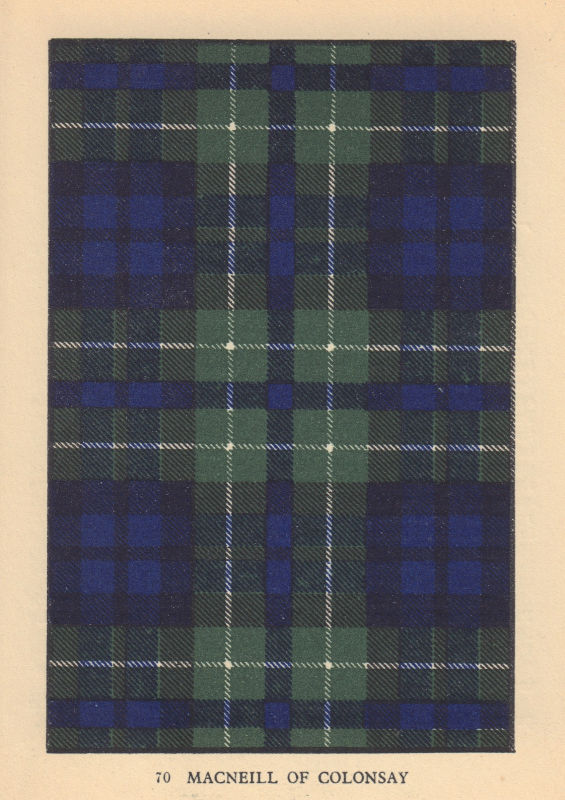 Associate Product MacNeill of Colonsay. Scottish Clan Tartan. SMALL 8x11.5cm 1937 old print