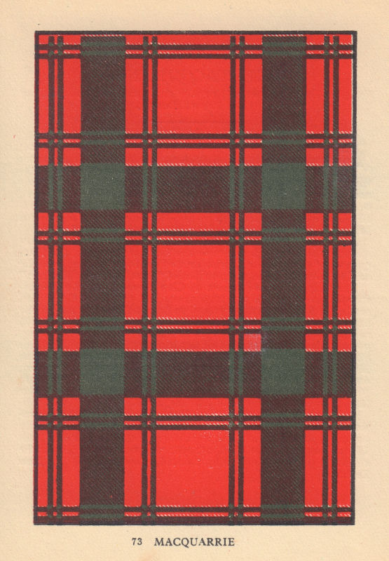Associate Product Macquarrie. Scottish Clan Tartan. SMALL 8x11.5cm 1937 old vintage print