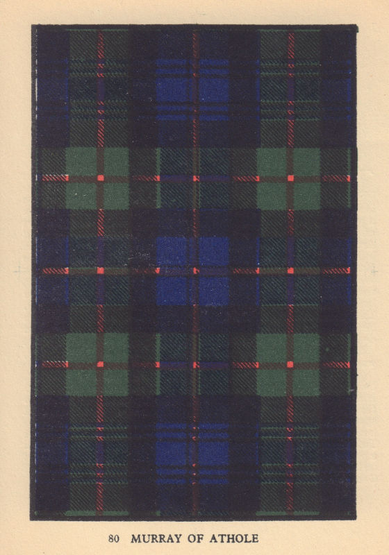 Murray of Atholl. Scottish Clan Tartan. SMALL 8x11.5cm 1937 old vintage print
