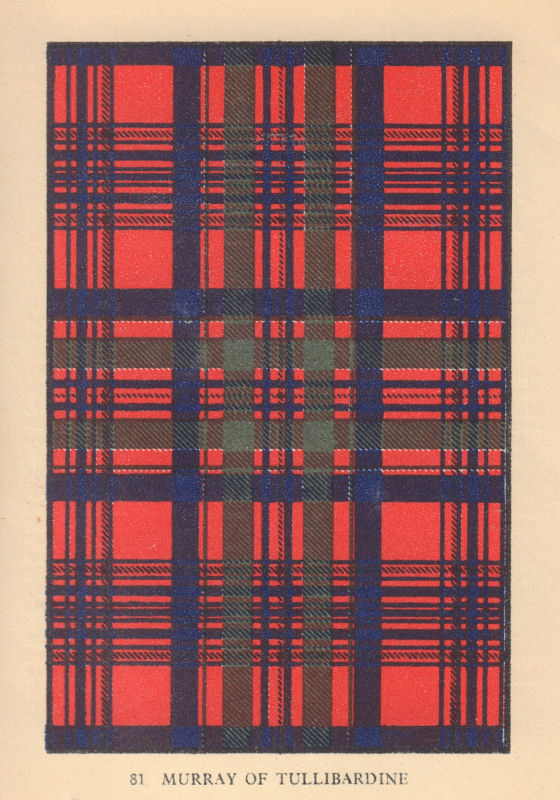 Associate Product Murray of Tullibarcline. Scottish Clan Tartan. SMALL 8x11.5cm 1937 old print