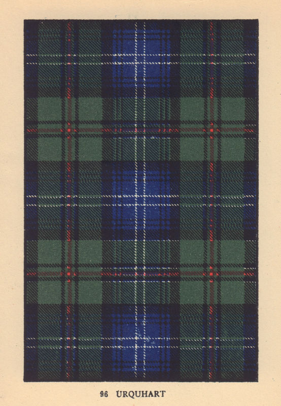 Associate Product Urquhart. Scottish Clan Tartan. SMALL 8x11.5cm 1937 old vintage print picture