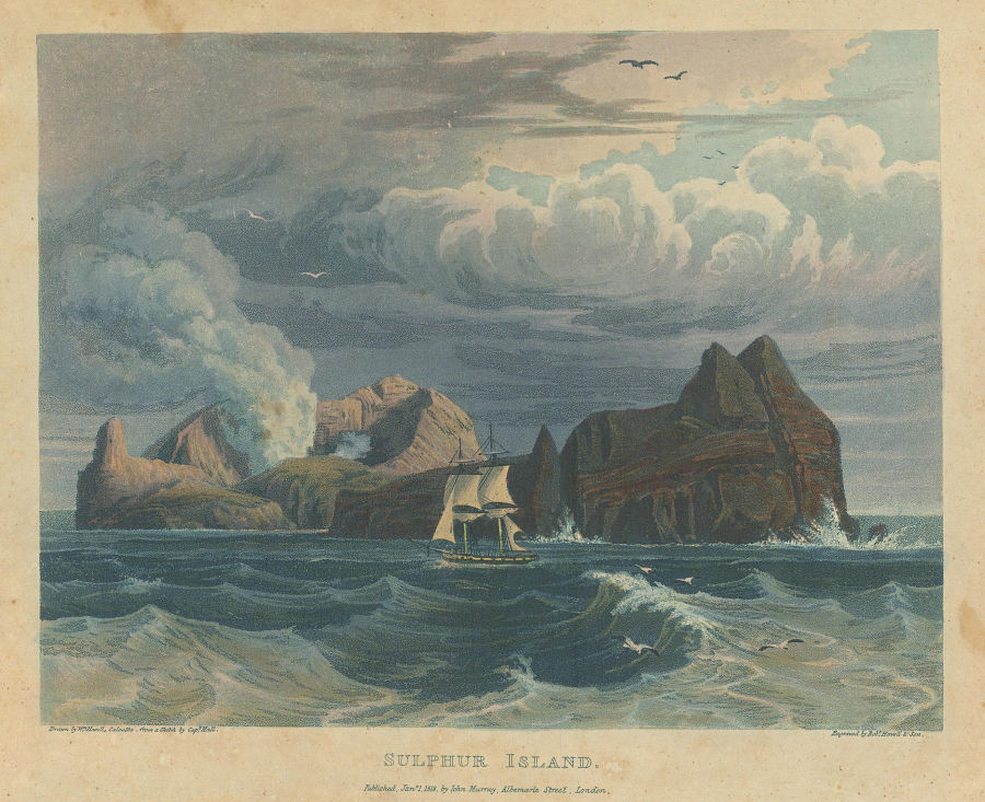 Associate Product Sulphur Island. Iotorishima, Ryukyu islands, Japan. HAVELL/HALL 1818 old print