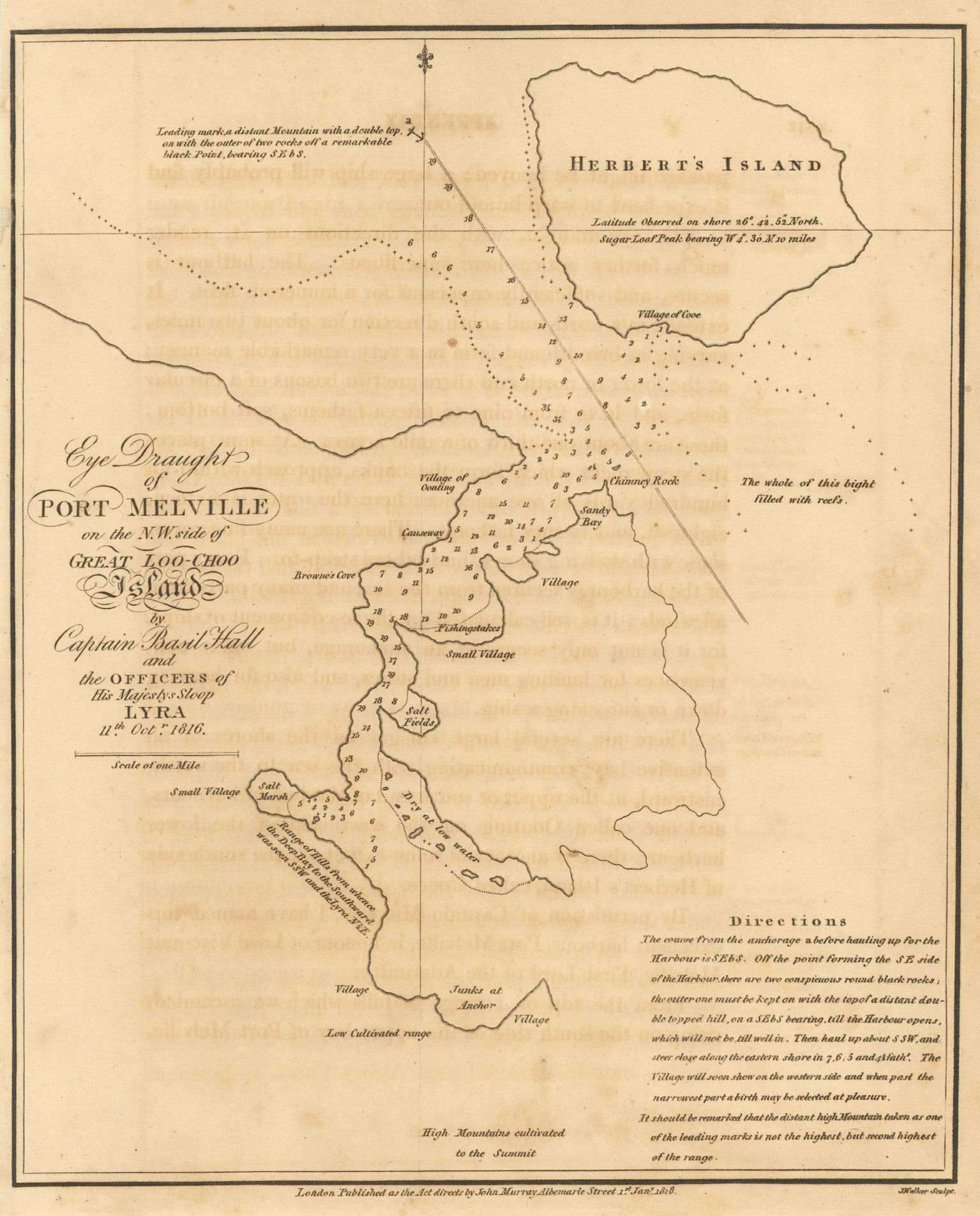 Draught of Port Melville on… Great Loo-Choo Island. Nakijin, Okinawa 1818 map