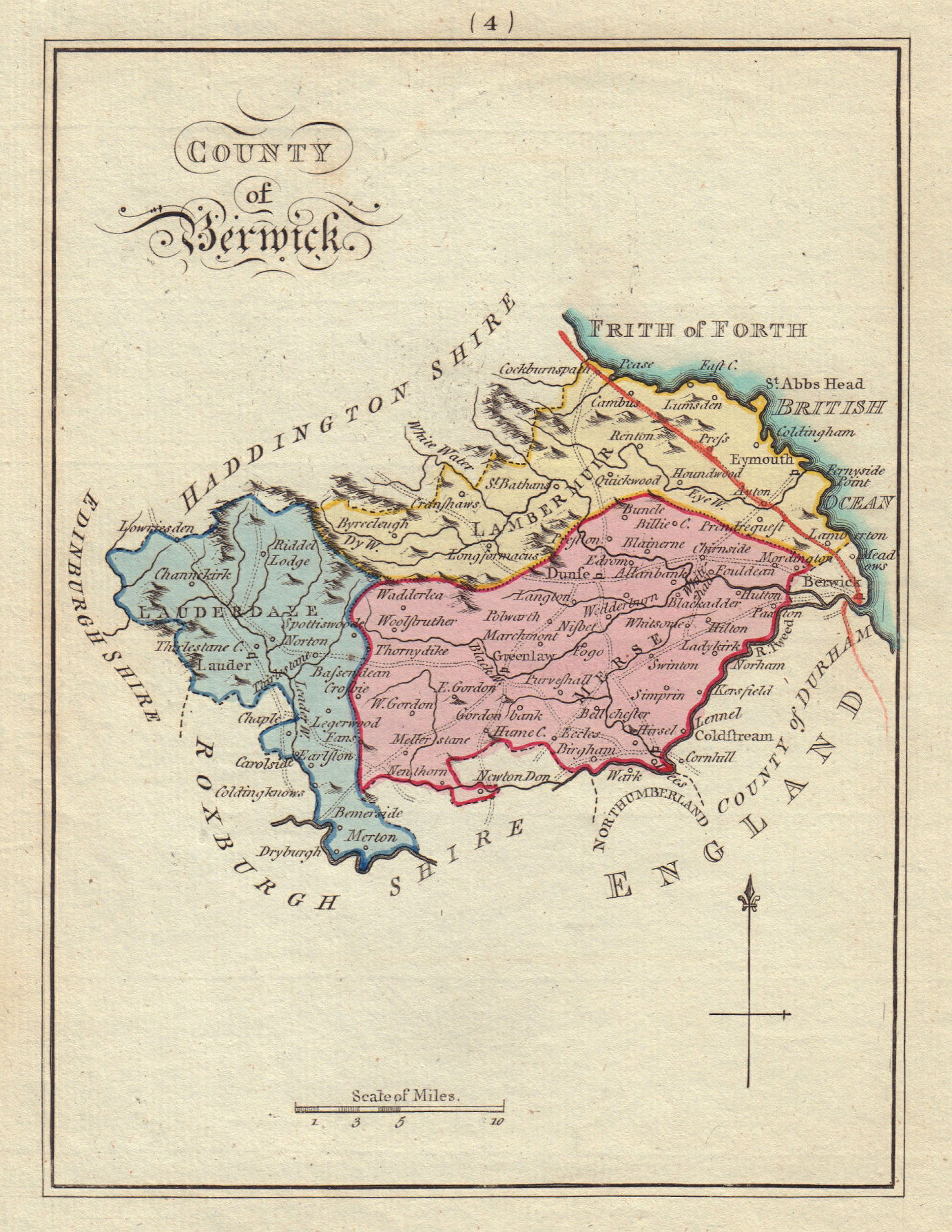 County of Berwick. Berwickshire. SAYER / ARMSTRONG 1794 old antique map chart