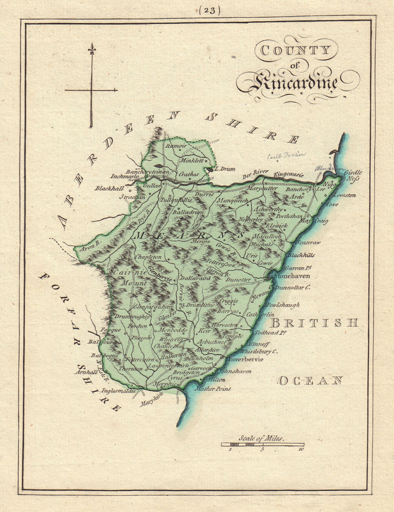 County of Kincardine. Kincardineshire. SAYER / ARMSTRONG 1794 old antique map